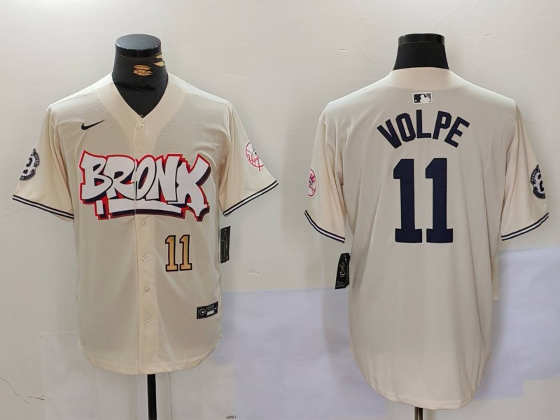 Men New York Yankees 11 Volpe Cream joint name 2024 Nike MLB Jersey style 3